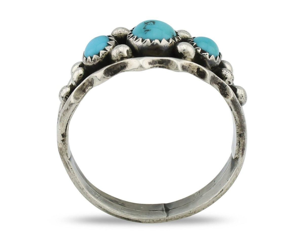 Navajo Ring 925 Silver Blue Turquoise Artist Signed SkyStone Creations C.80's