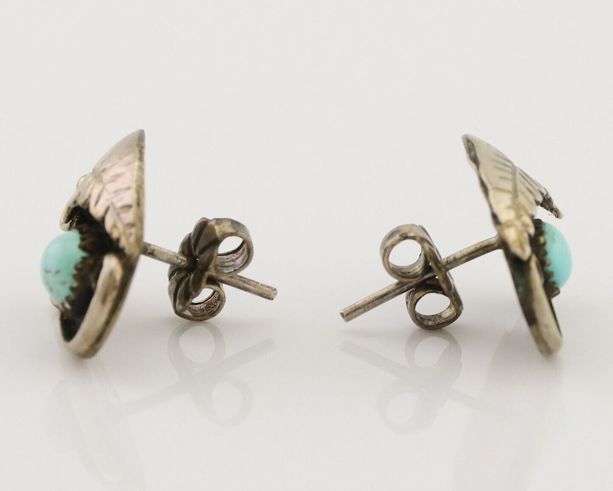 Navajo Earrings 925 Silver Natural Turquoise Native American Artist C.80's