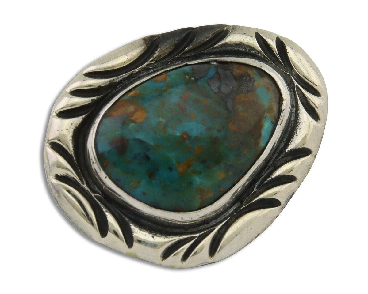 Navajo Pin 925 Silver Natural Mined Turquoise Artist Signed C Montoya C.80's