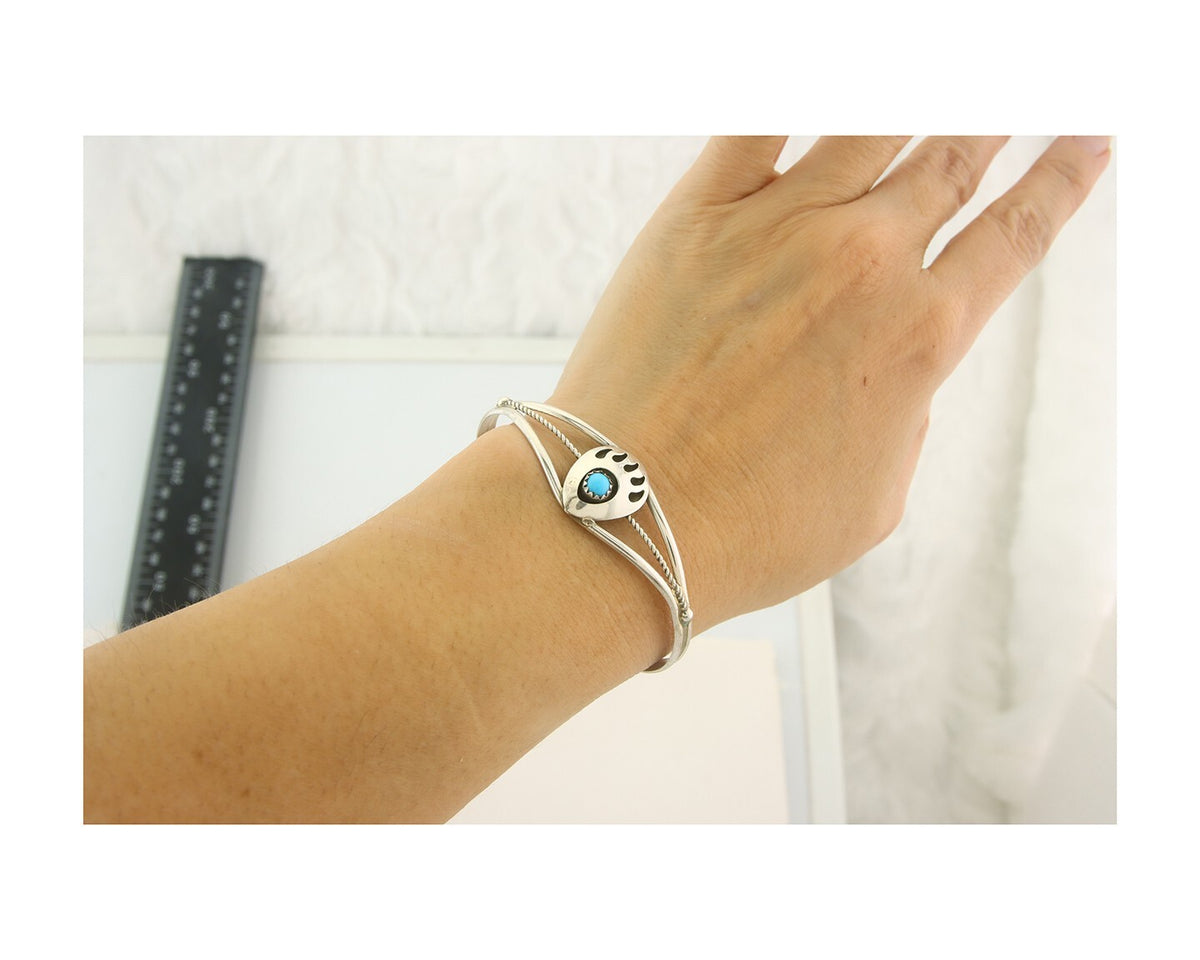 Navajo Bracelet 925 Silver Handmade Animal Claw Cuff Native American Artist C80s