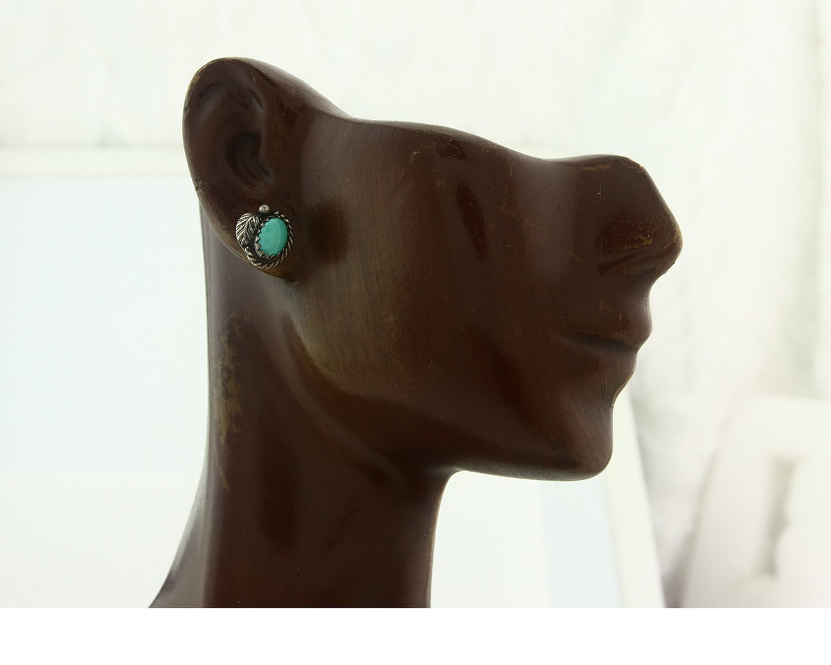 Navajo Earrings Sterling Silver Turquoise Vintage Stud Handmade