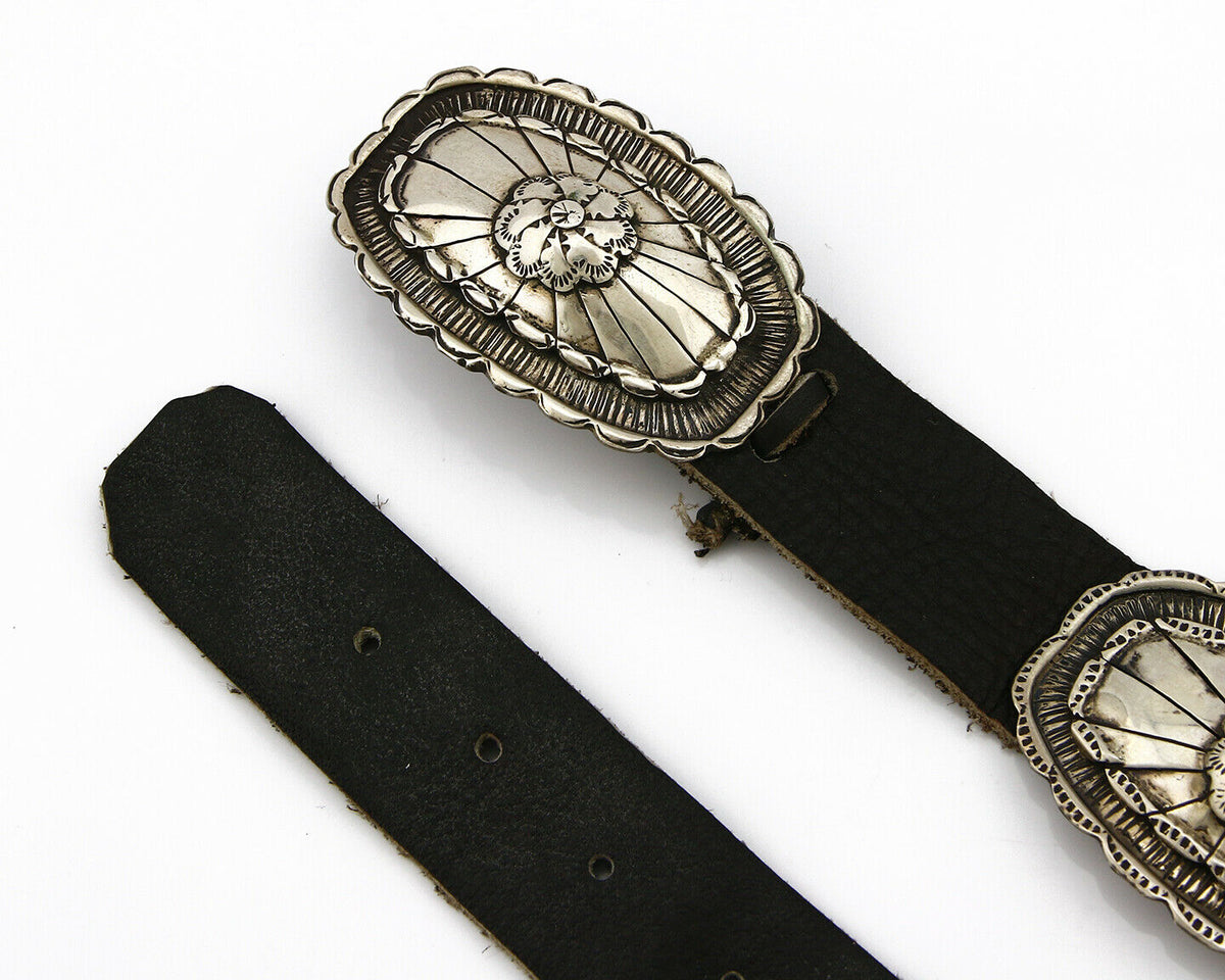 Navajo Concho Belt .925 Silver Handmade Signed Tom Willeto C.1980's