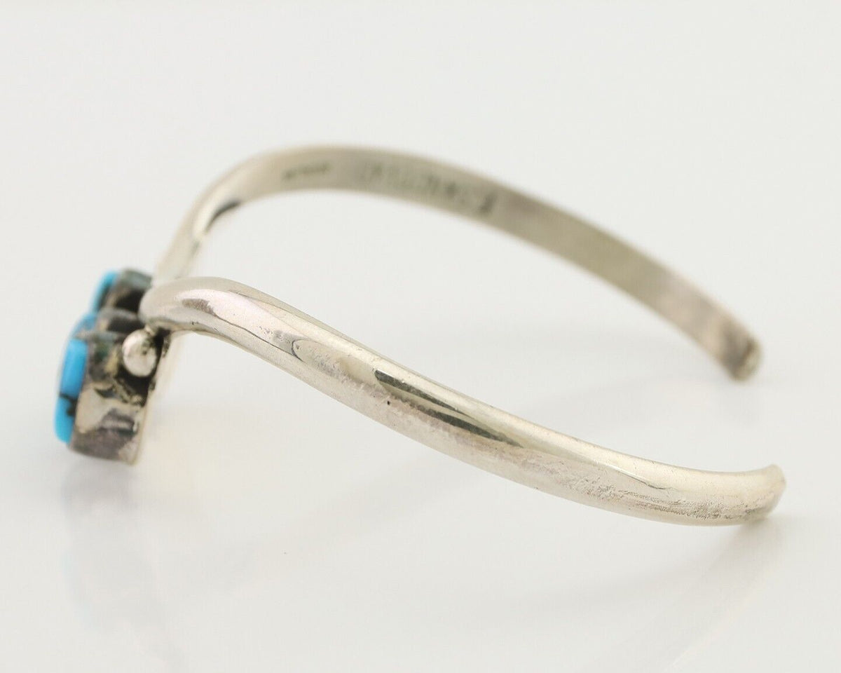 Navajo Bracelet 925 Silver Morenci Turquoise Artist Signed Frank Sandoval C.80's