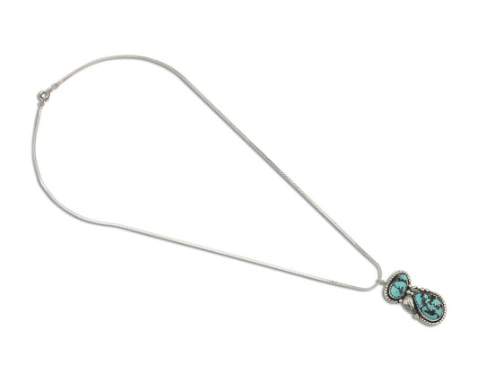 Navajo Necklace 925 Silver Natural Turquoise Signed Tom Willeto C.80s