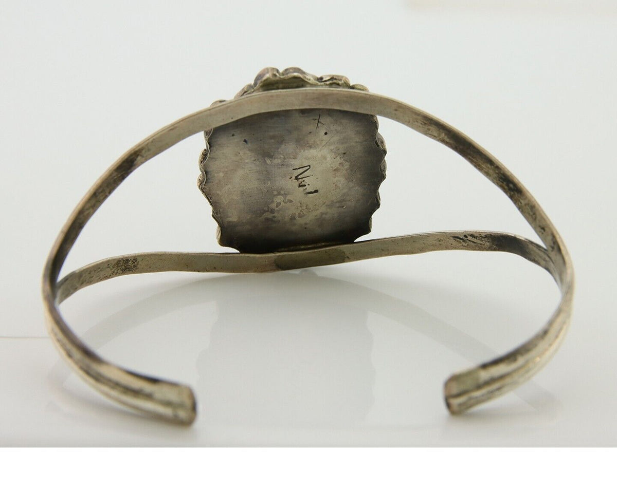 Navajo Bracelet 925 Silver Turquoise Cuff Artist Signed C.80's
