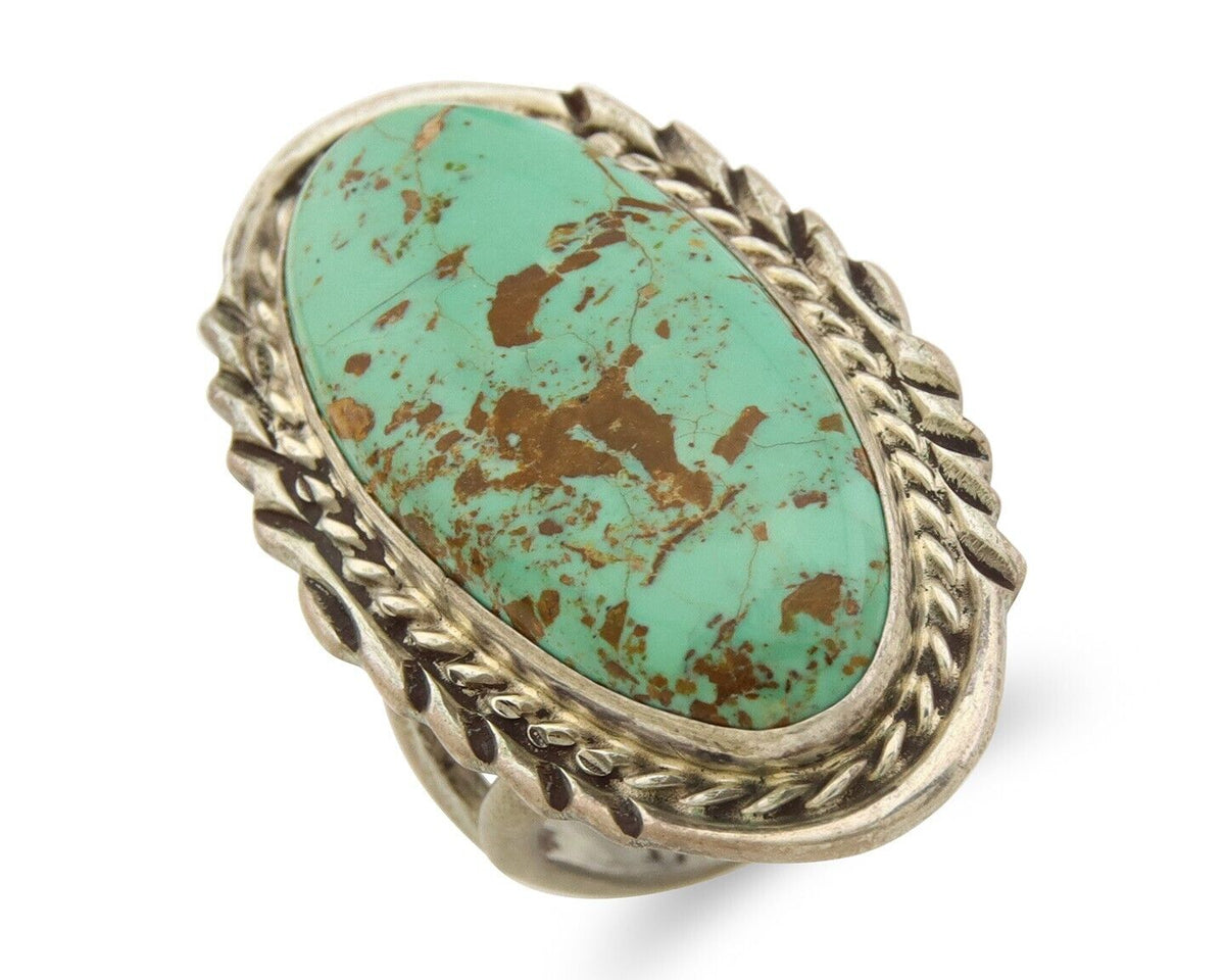 Navajo Ring 925 Sterling Turquoise Signed Billie Eagle C.80's Size 7.75