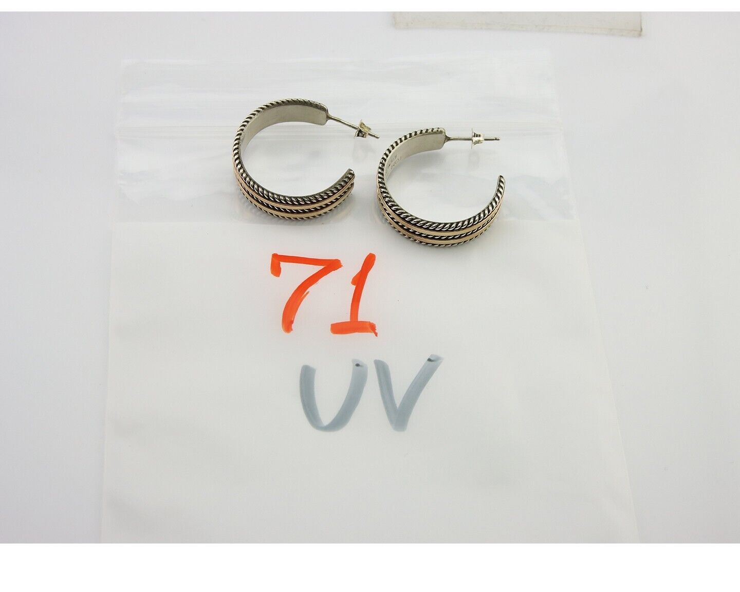 Navajo Earrings 925 Silver & Gold Handmade Artist Signed Tom Hawk C.80's