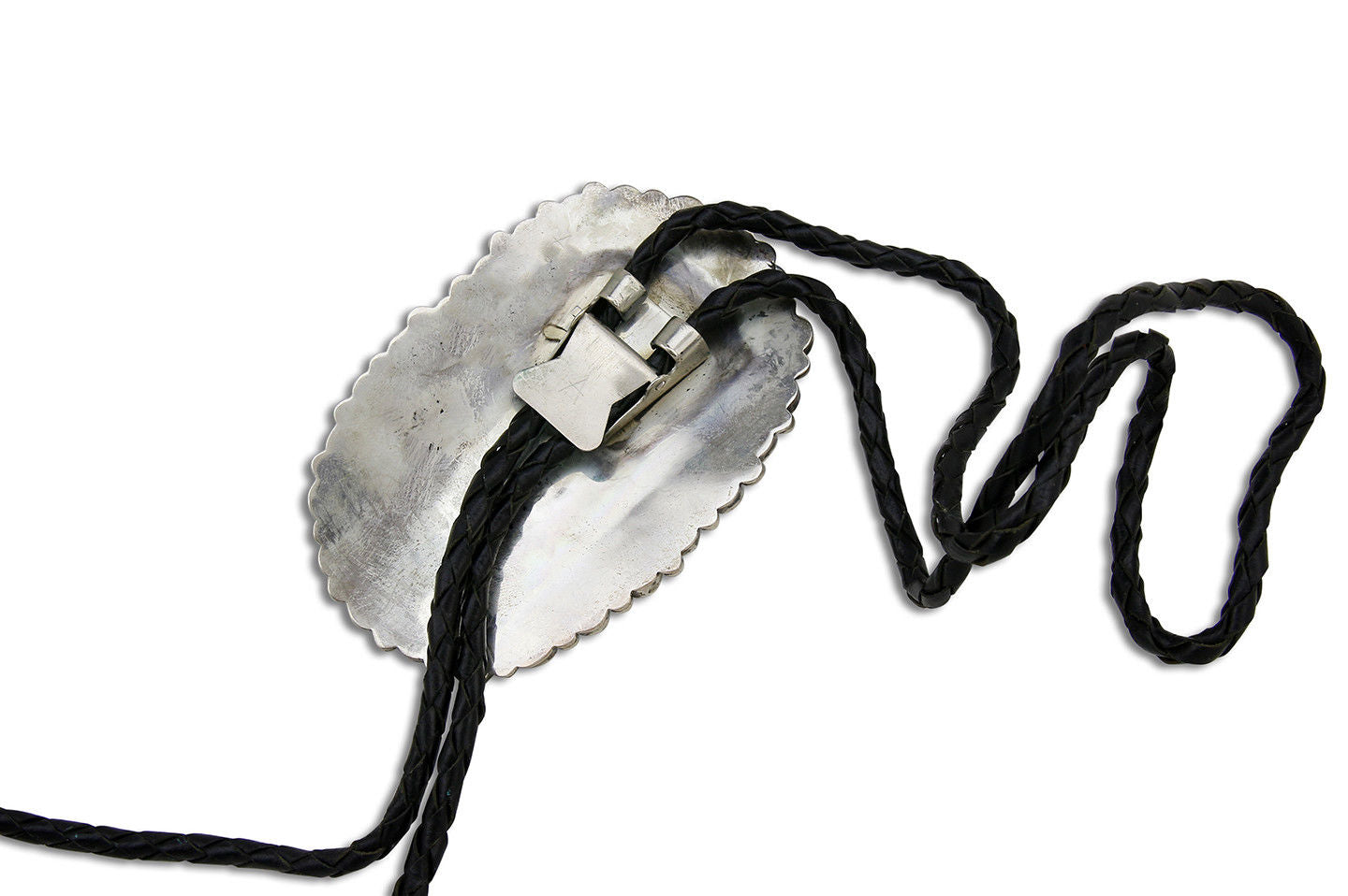 Zuni Handmade Hand Cut Natural Turquoise .925 SOLID Silver Bolo Tie
