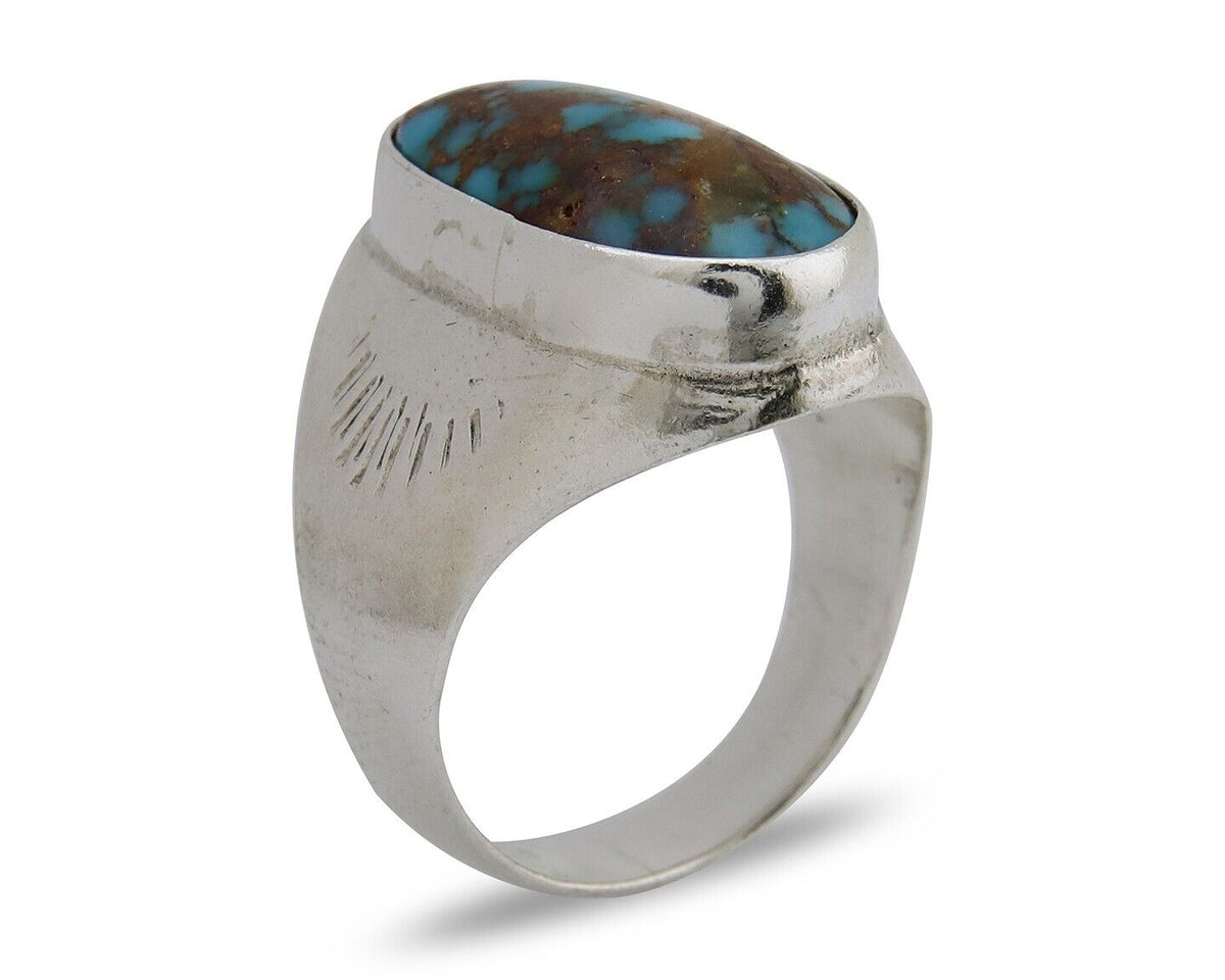 Navajo Handmade Ring 925 Silver Natural Mined Turquoise Artist C.80's
