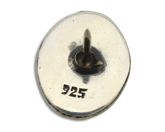 Navajo Tie Tack 925 Silver Natural Mined Turquoise Native American Artist C.80's