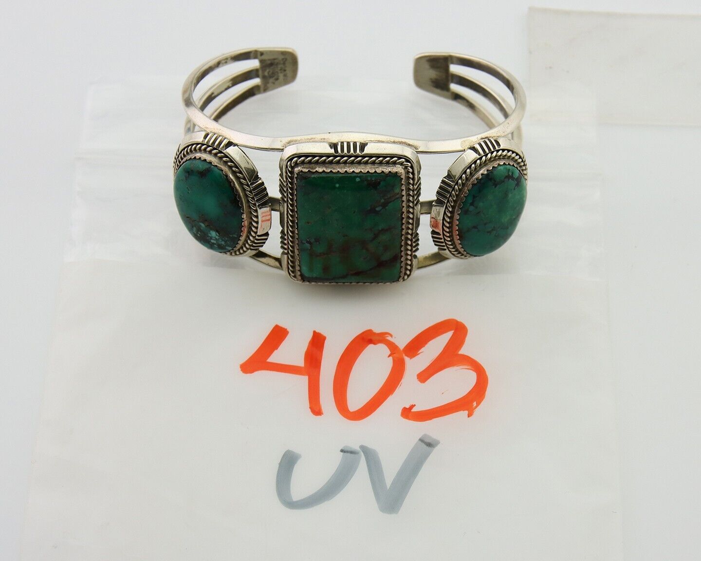 Navajo Bracelet 925 Silver Turquoise Cuff Artist Signed William Denetdale C.80's