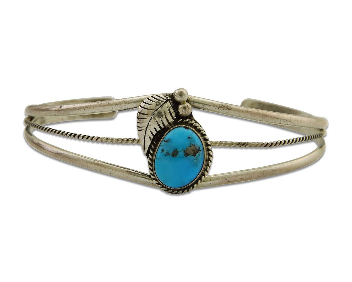 Navajo Cuff Bracelet 925 Silver Turquoise Native American Artist Handmade C.80's