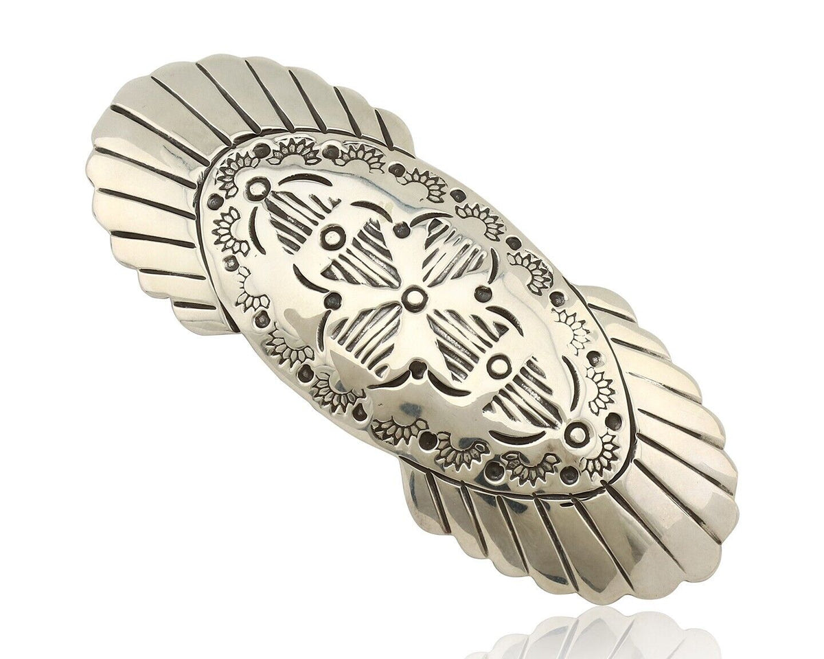 Women's Navajo Hair Clip Hand Stamped 925 Silver Artist Signed C Montoya C.80's
