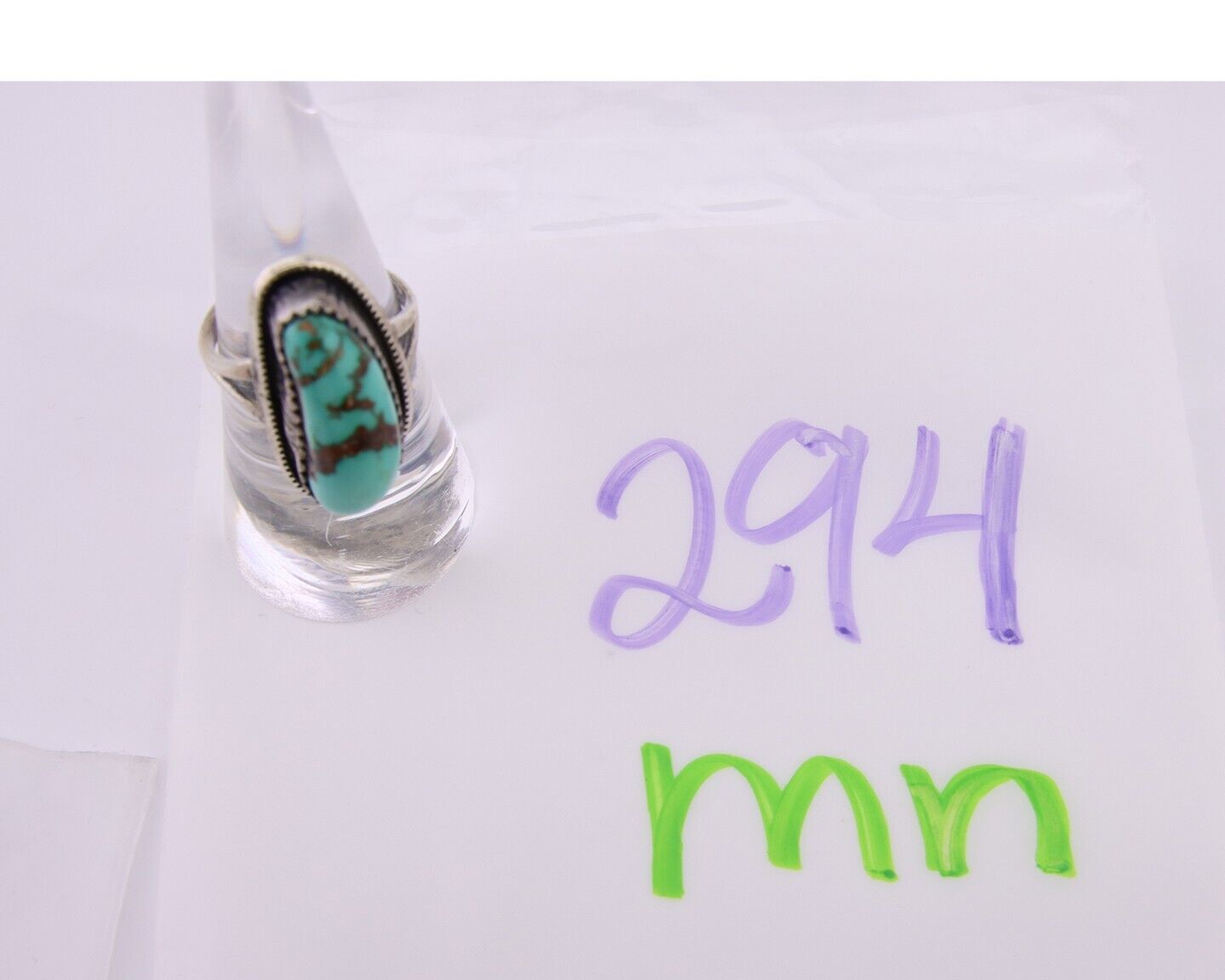 Navajo Ring 925 Silver Bisbee Turquoise Signed R Werito C.80's