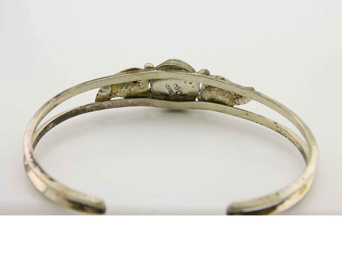 Navajo Cuff Bracelet 925 Silver Turquoise Artist Signed DB C.80's