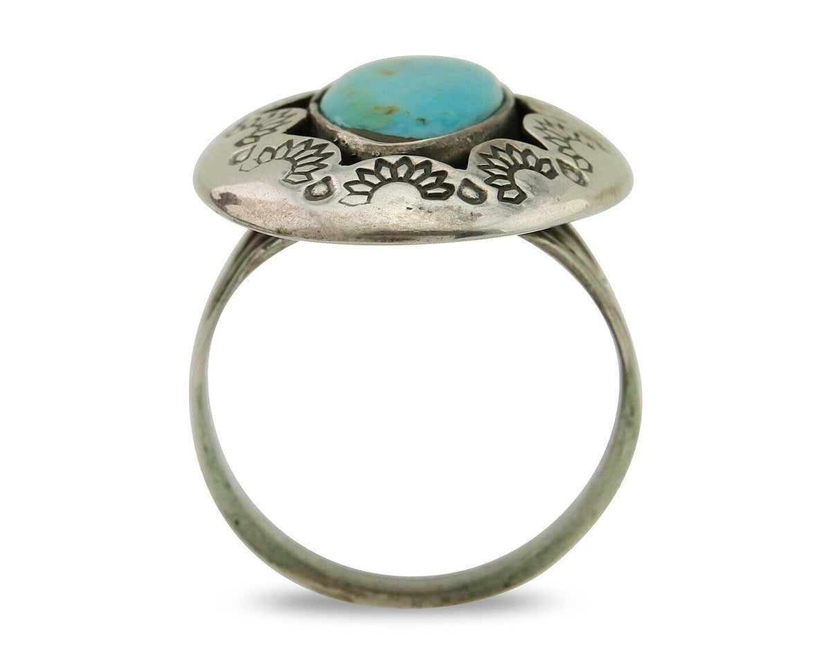 Navajo Handmade Ring 925 Silver Natural Arizona Turquoise Artist C.80's