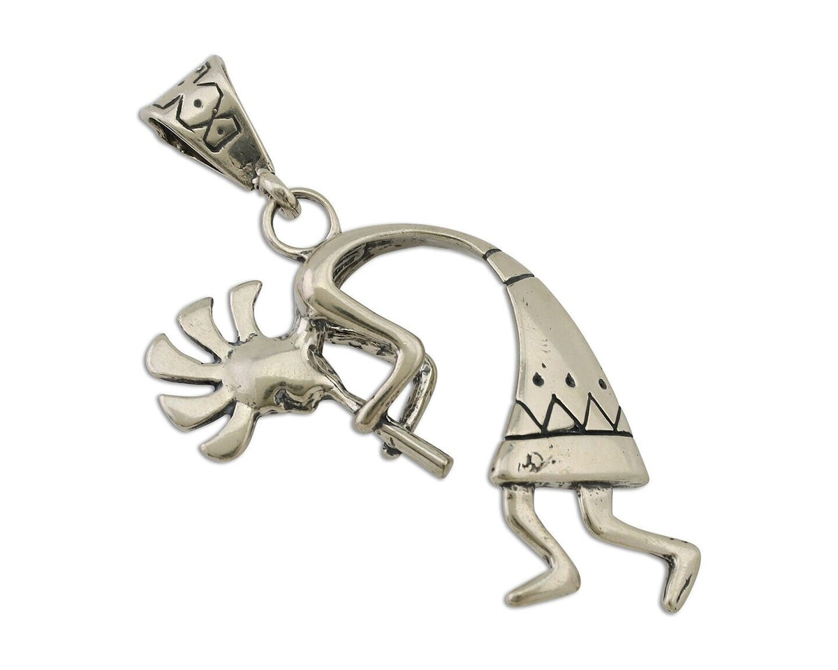 Navajo Kokopelli Pendant 925 Sterling Silver Artist Signed Masha C.80's