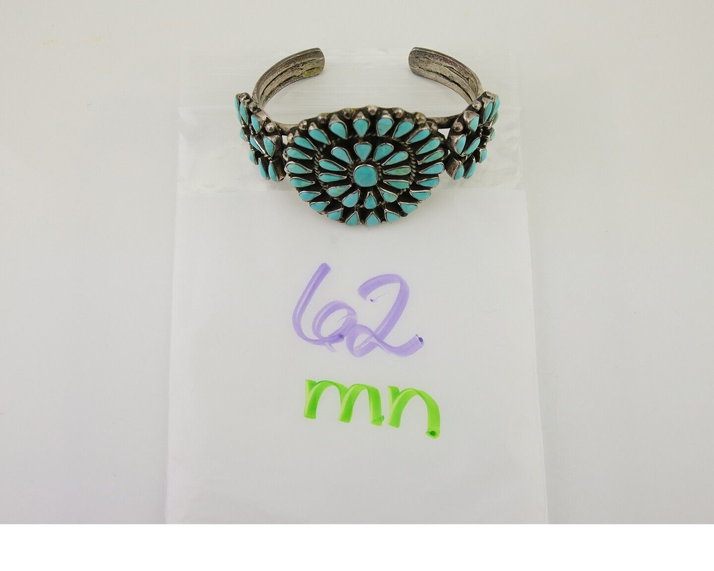 Navajo Bracelet 925 Silver Natural Blue Turquoise Signed RQ C.80's