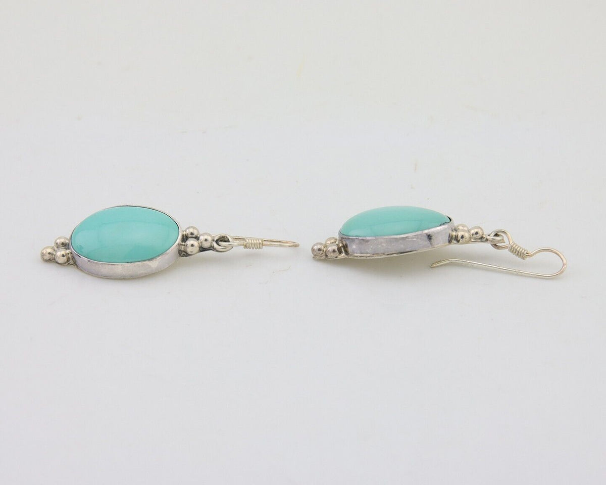 Navajo Dangle Earrings 925 Silver Natural Turquoise Native Inca Mfg C.80's