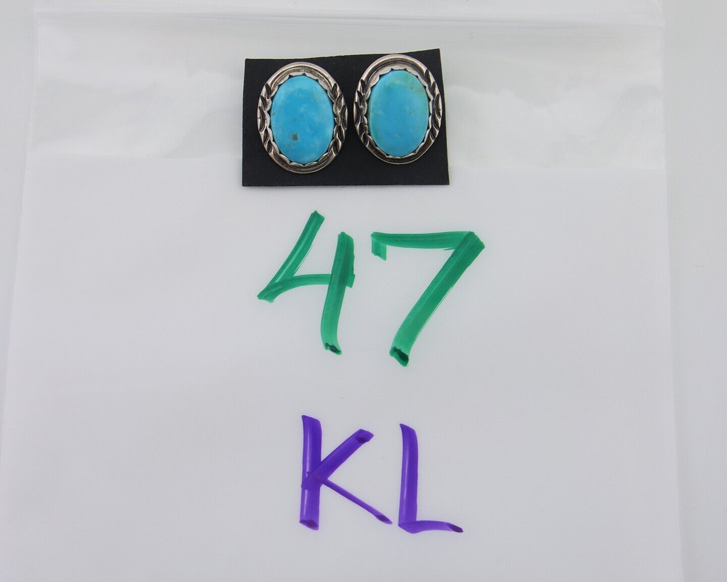 Navajo Paw Earrings 925 Silver Blue Turquoise Native American Artist C.80's