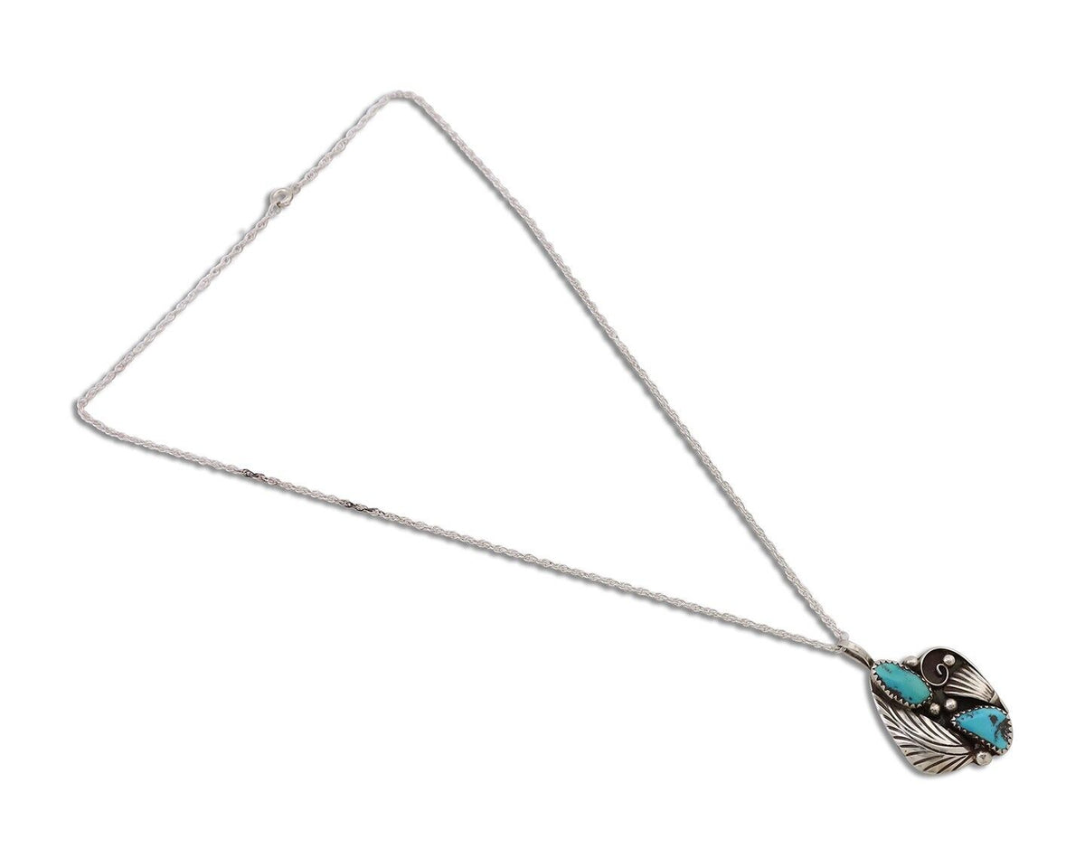 Navajo Turquoise Handmade Necklace 925 Silver Artist Signed PM C.80s