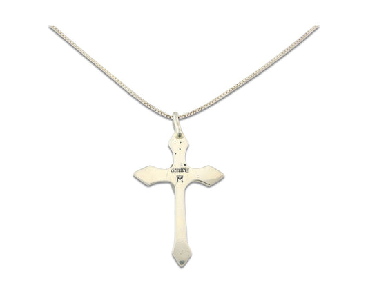 Navajo Cross Necklace Sterling Silver Authentic Natural Gemstones Signed M