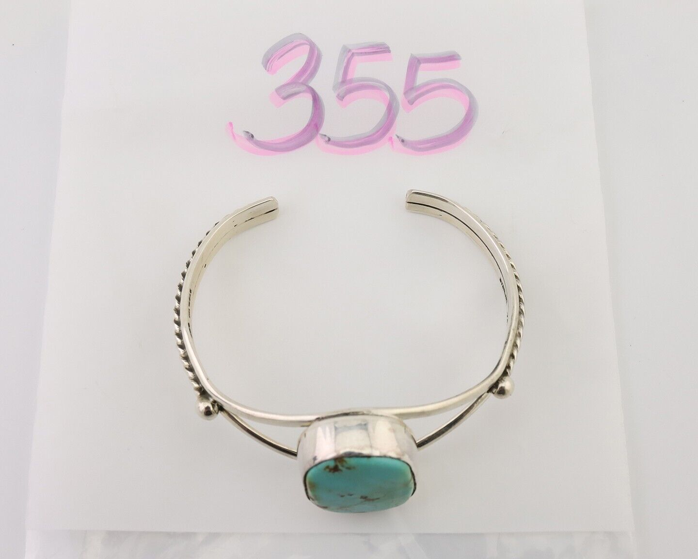 Navajo Cuff Bracelet 925 Silver Natural Blue Turquoise Artist Signed Gecko C.80s