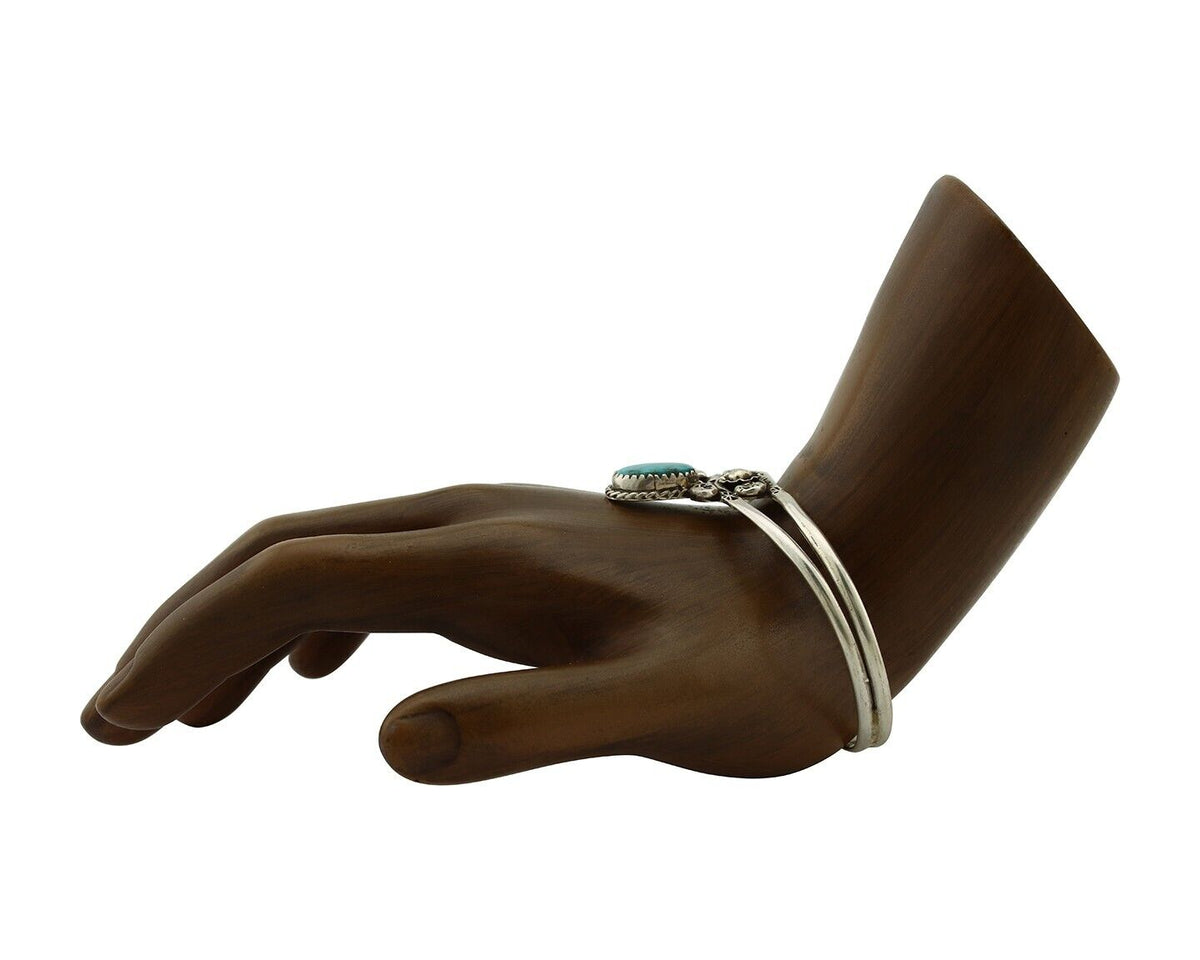 Navajo Bracelet 925 Silver Kingman Turquoise Artist Native American C.80's