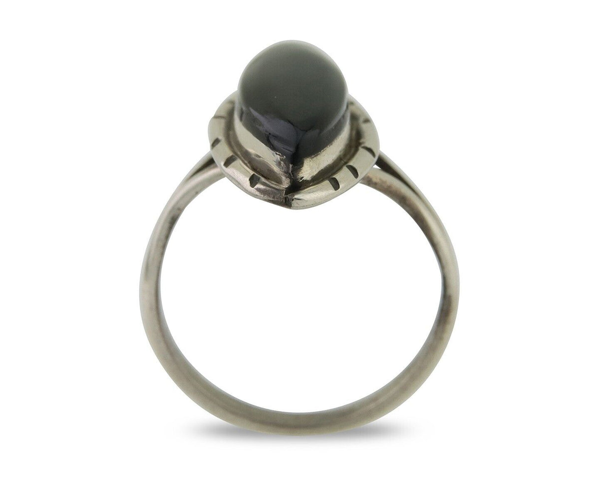 Navajo Handmade Ring 925 Silver Black Onyx Artist Signed M #14 C.80's