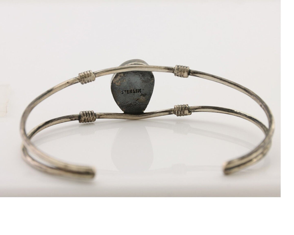 Navajo Cuff Bracelet 925 Silver Natural Blue Turquoise Native American C.80's