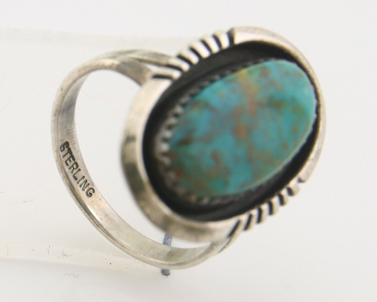 Navajo Ring 925 Sterling Natural Blue Turquoise Native Artist C.80's Size 6.25