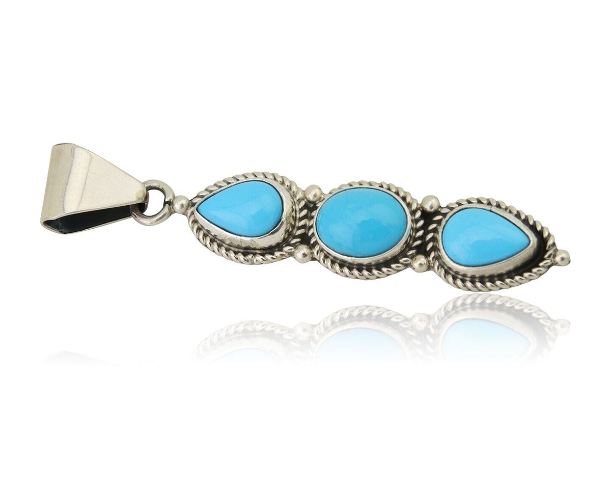 Navajo Necklace 925 Silver Natural Turquoise Artist Kathllen Chavez C.80's