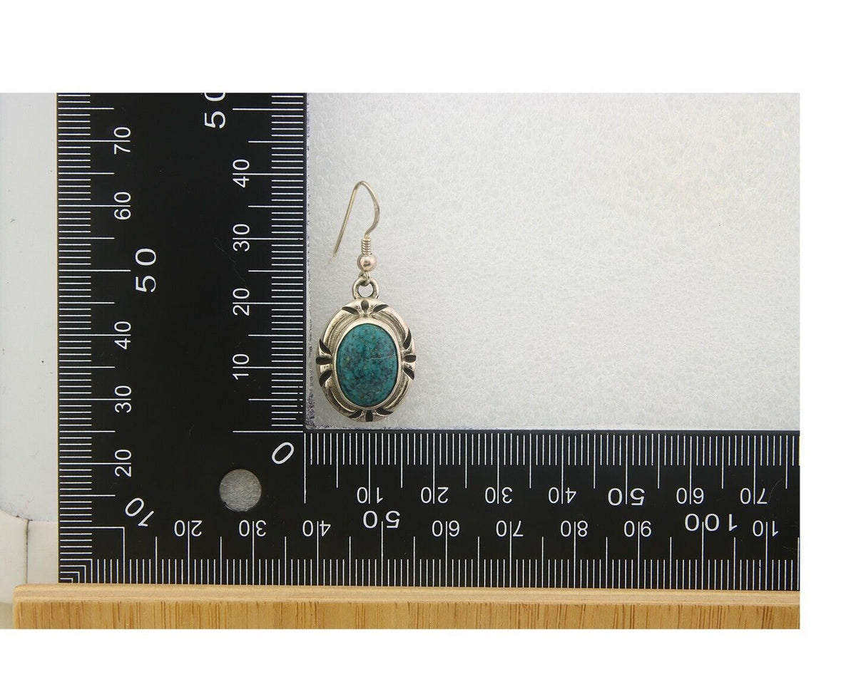 Navajo Earrings 925 Silver Handmade Natural Turquoise Native Artist C.80's