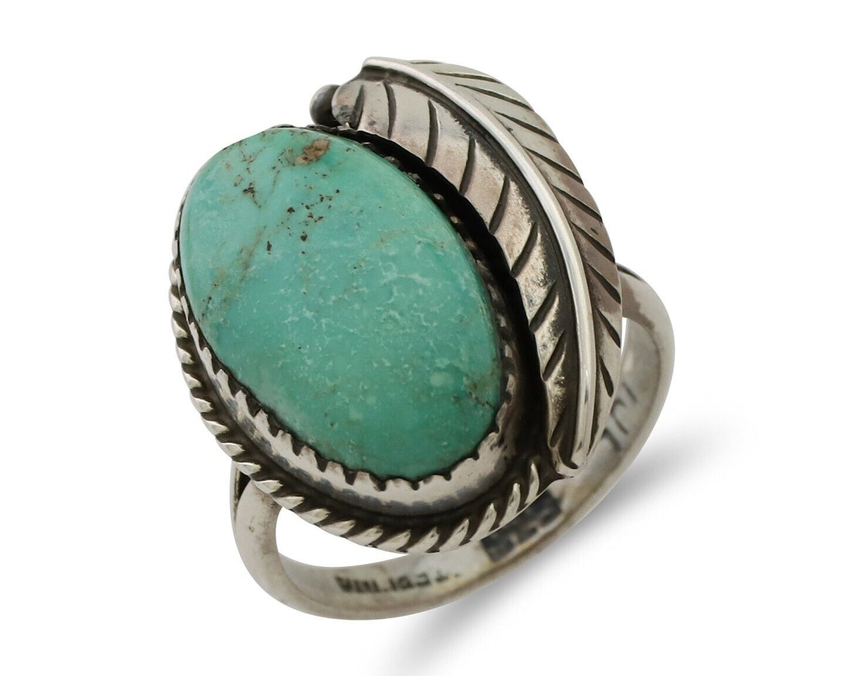 Navajo Handmade Ring 925 Silver Natural Turquoise Artist Signed IJC C.80's