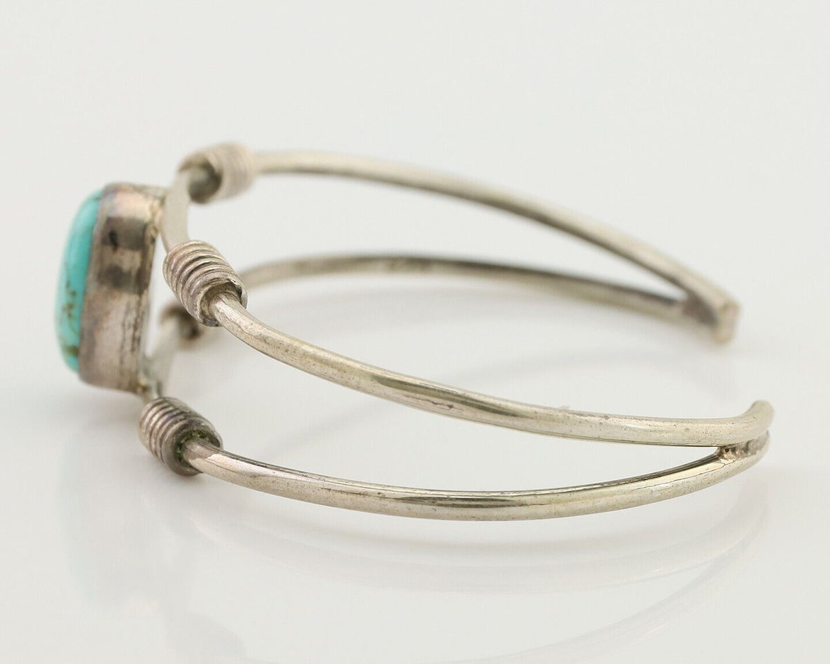 Navajo Bracelet 925 Silver Natural Blue Turquoise Native American C.80's