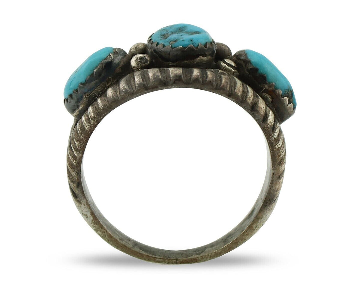Zuni Ring .925 Silver Natural Sleeping Beauty Turquoise Native Artist C.80's