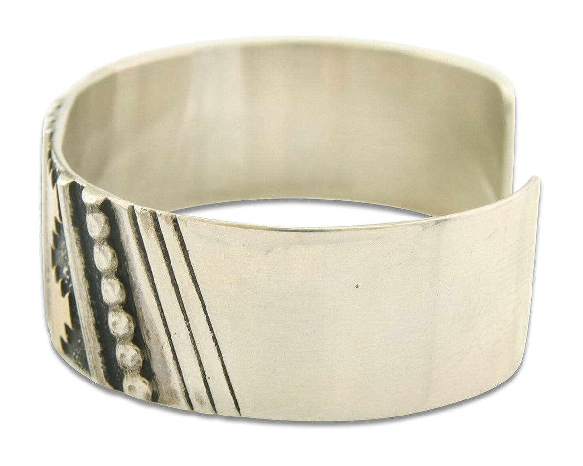 Navajo Bracelet Gold & 925 Silver Handmade 19 mm Wide Signed Thomas Singer C80s