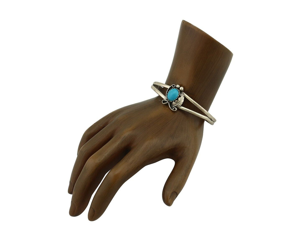 Navajo Slave Bracelet 925 Silver Natural SB Turquoise Native American C.80's