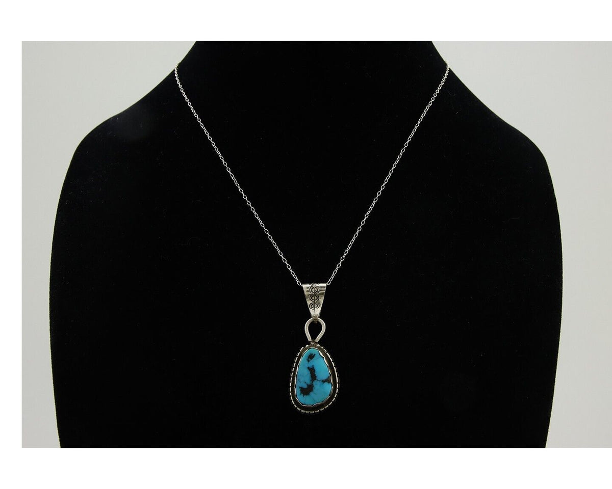 Navajo Necklace 925 Silver Blue Turquoise Artist Signed Tony Guerro C.80's