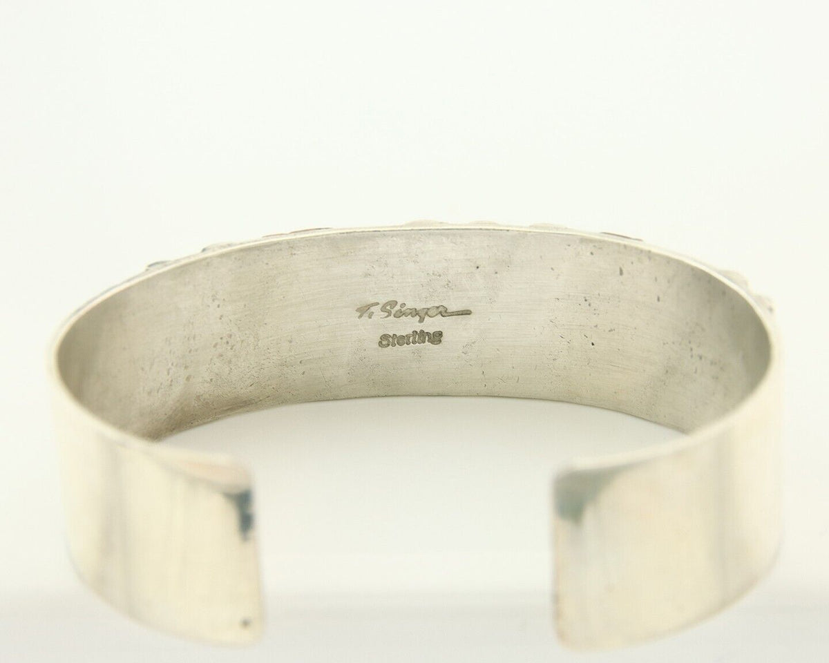 Navajo Bracelet Gold & 925 Silver Handmade 16 mm Wide Signed Thomas Singer C80s
