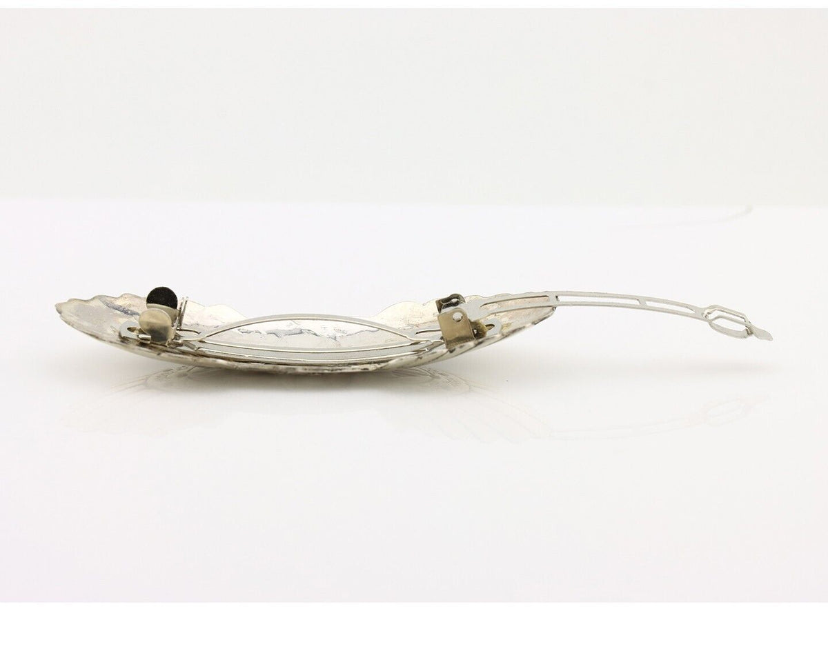 Women's Navajo Hair Clip Hand Stamped 925 Silver Artist Signed C Montoya C.80's