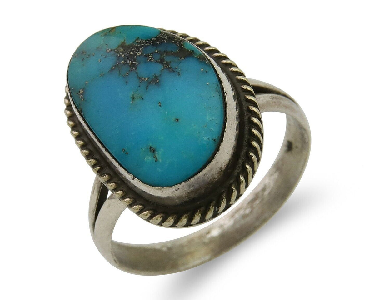 Navajo Ring 925 Sterling Silver Turquoise Native American Artist C.80's