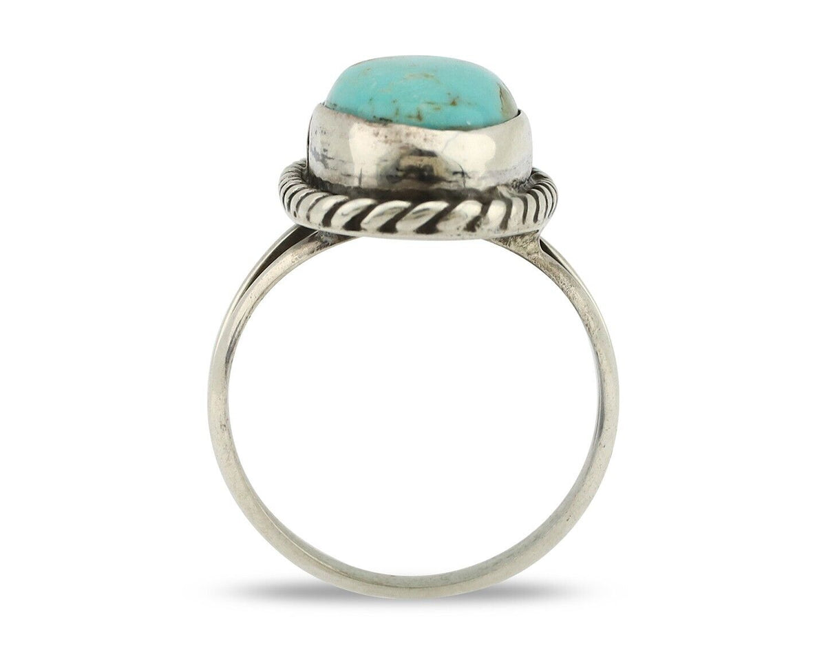 Navajo Ring 925 Silver Kingman Turquoise Native American Artist C.80's