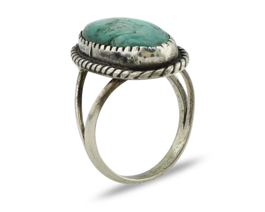 Navajo Ring 925 Silver Kingman Turquoise Native American Artist C.80's