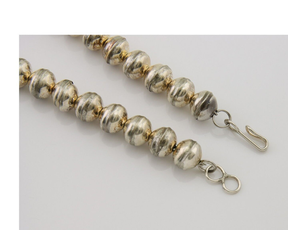 Navajo Bead Necklace 925 Silver Turquoise Native American Artist C.80's