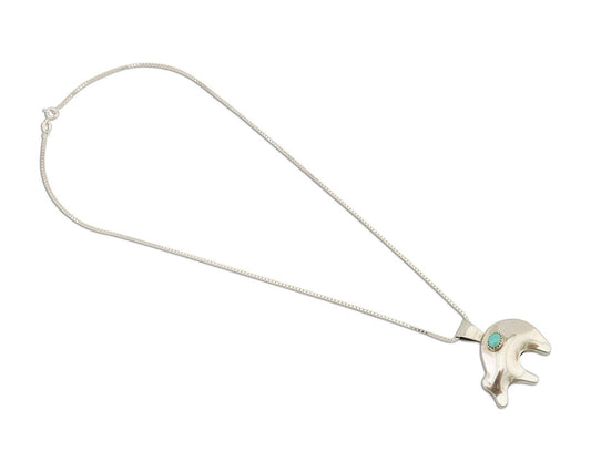 Navajo Spirit Bear Necklace Pendant 925 Sterling Silver Signed C C.80's