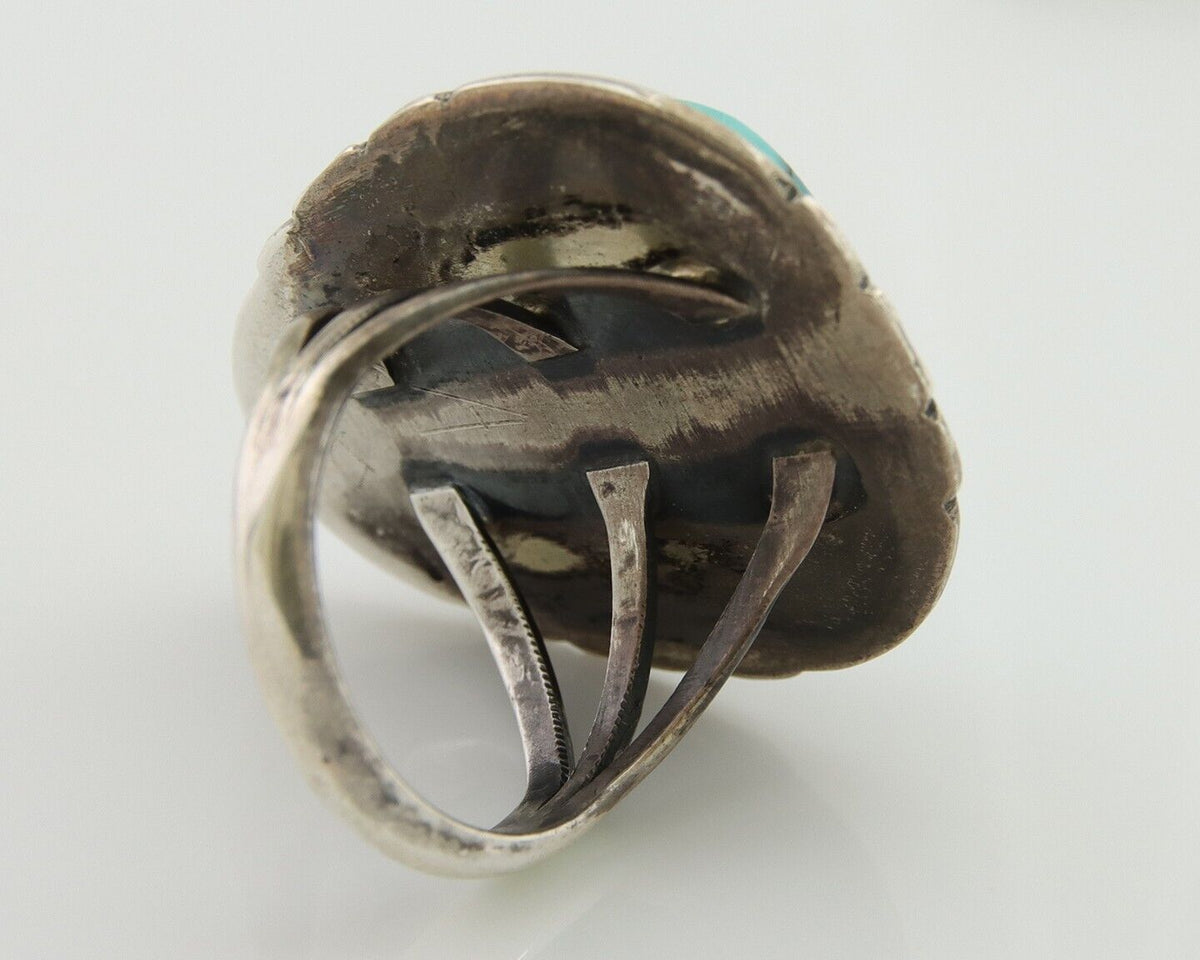 Navajo Ring 925 Silver Blue Turquoise Native American Artist C.80's