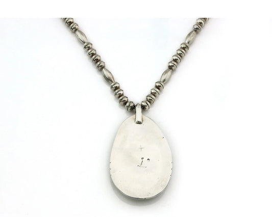 Navajo Necklace 925 Sterling Silver Turquoise Vintage Signed Fred Guerro C.80's