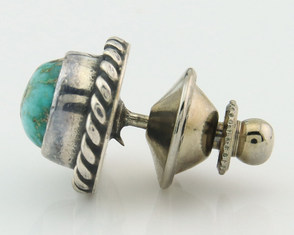 Navajo Tie Tack 925 Silver Natural Turquoise Native Artist Vintage