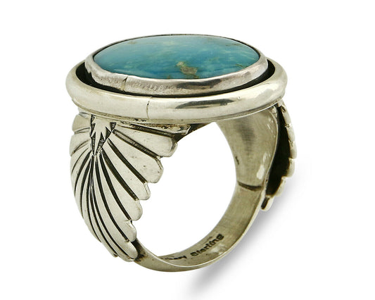 Navajo Ring .925 Silver Turquoise Handmade Signed Doug Zachary C.1980's